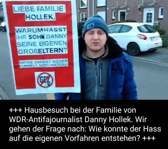 Vor dem Haus von Danny Hollek wurde demonstriert (Bildschirmfotoausriß: Telegram)