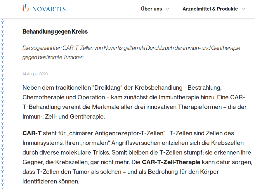 Autologe CAR-T-Zelltherapie: Steuergelder (an Pharmakonzern) für „innovative Krebstherapie“