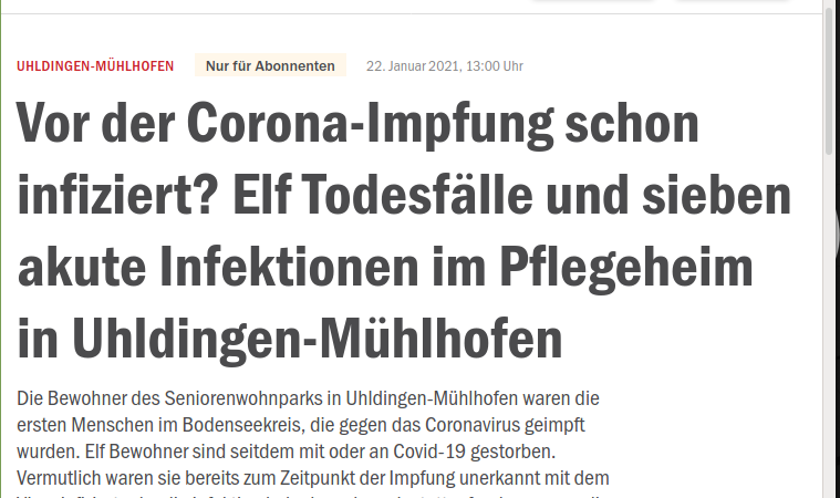 Uhldingen-Mühlhofen am Bodensee: 11 Tote nach Corona-Impfung