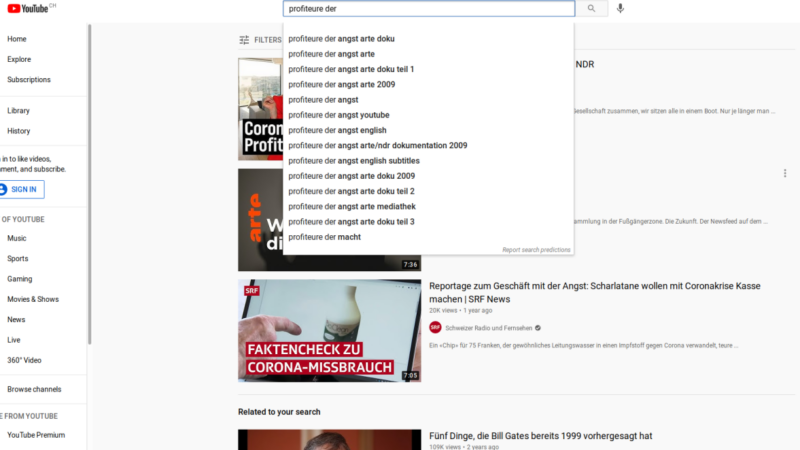 Löscht Youtube Arte-Film „Profiteure der Angst“? – Zahlreiche Links auf den Film führen ins Leere