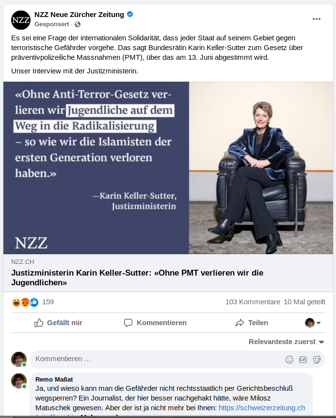 Karin Keller-Sutter zum umstrittenen PME-Gesetz: 10.000 Follower-Beispiel…