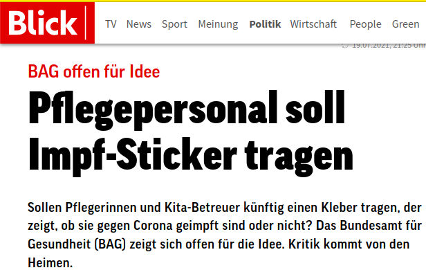 Sticker für Ungeimpfte? Warum nicht eine Armbinde für Geimpfte?