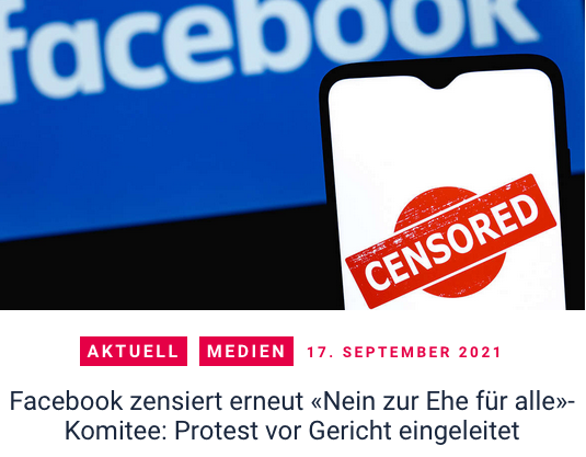 Facebook-Zensur Ehe für alle