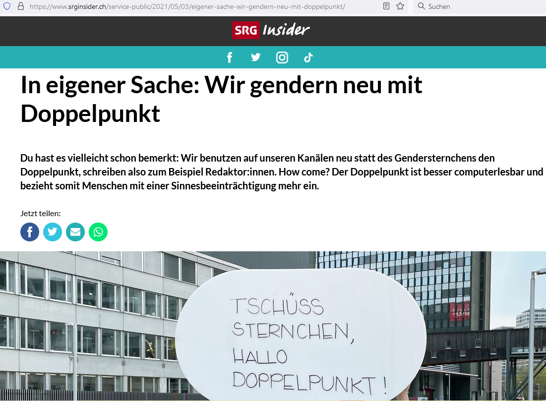 Begründung gelogen: Instagram-Beitrag vom SRF gerügt