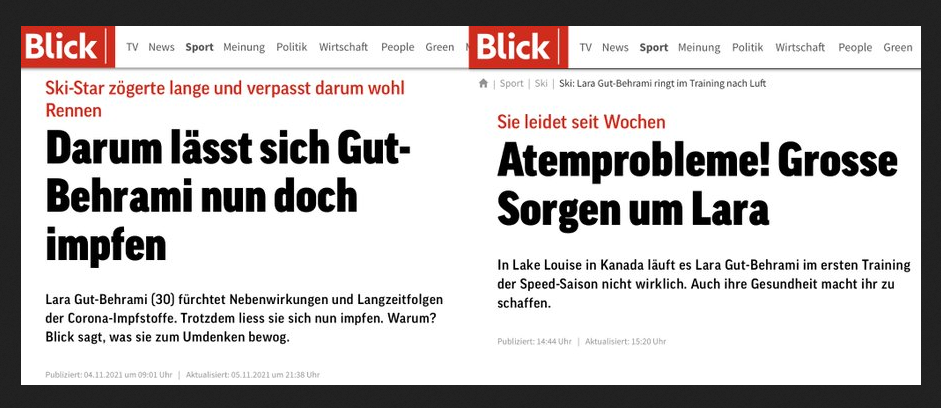 Nach Impfnötigung: Kerngesunde Lara Gut-Behrami Wochen schwer krank