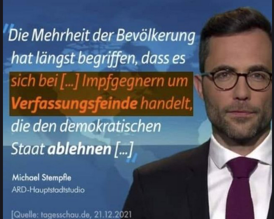 Deutsches Staatsfernsehen beschimpft Gegner von Zwangsimpfungen als „Verfassungsfeinde“.