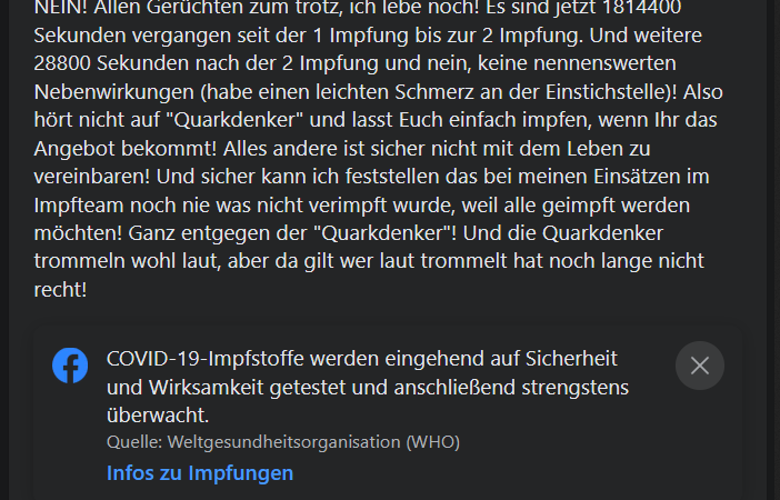 Erst über Unimpfte gelästert, dann tot nach Impfung