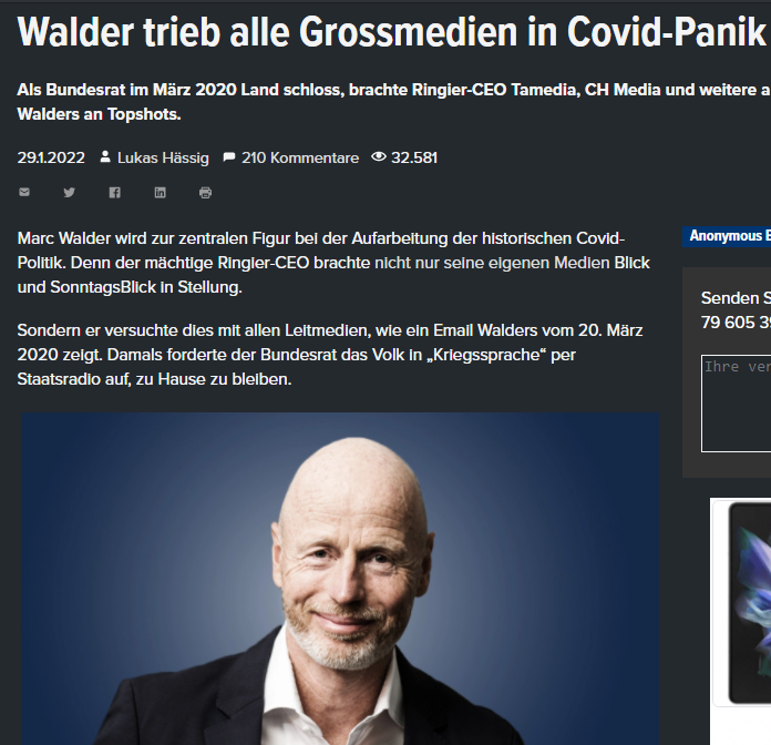 Enthüllung auf dem Portal IP des Journalisten Lukas Hässig
