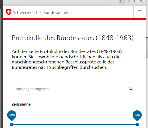 Handschriftliche Protokolle des Bundesrates ab 1848 mit Texterkennung neu online zugänglich