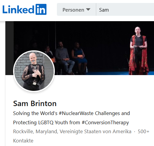 Bildschirmfoto: Linkedin-Profil von Bidens neuem Mitarbeiter Sam Brinton