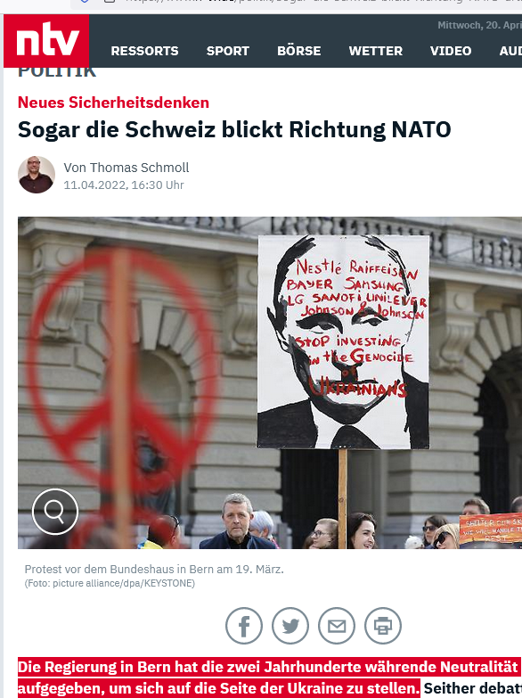 Thomas Schmoll (N-TV, Deutschland): „Sogar die Schweiz blickt Richtung Nato“ – Wirklich?