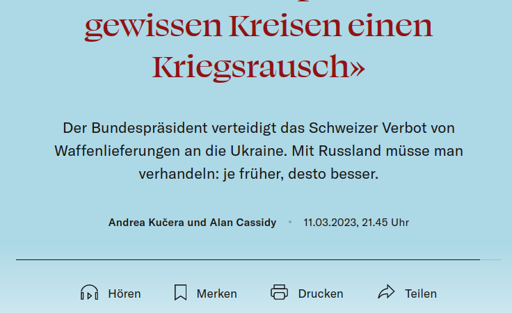 Plötzlich: Alain Berset für Friedensverhandlungen in der Ukraine und gegen “Kriegsrausch”