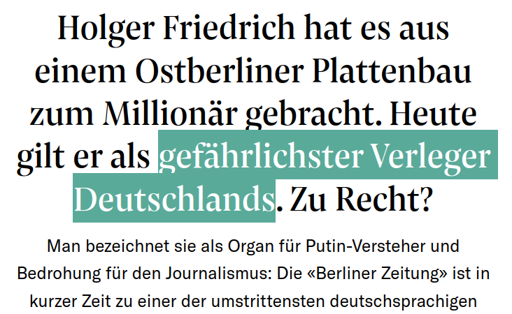 „Haltungsjournalisten, wie sie die NZZ agieren läßt, wollen keine Meinungsvielfalt. Sie halten deshalb Informationsvielfalt für entbehrlich.“