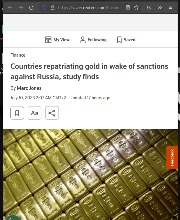 Reuters: Nationalbanken holen Gold aus USA und UK