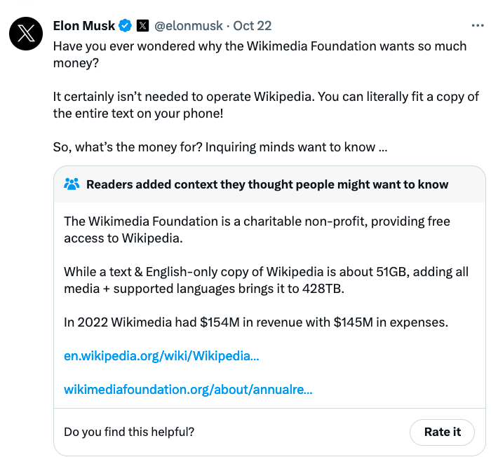 Elon Musk kritisiert Wikipedia-Fehlinformationen und -Hierarchie