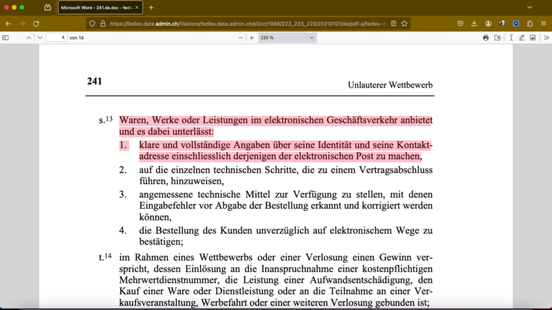 Gibt es eine Impressumspflicht in der Schweiz?