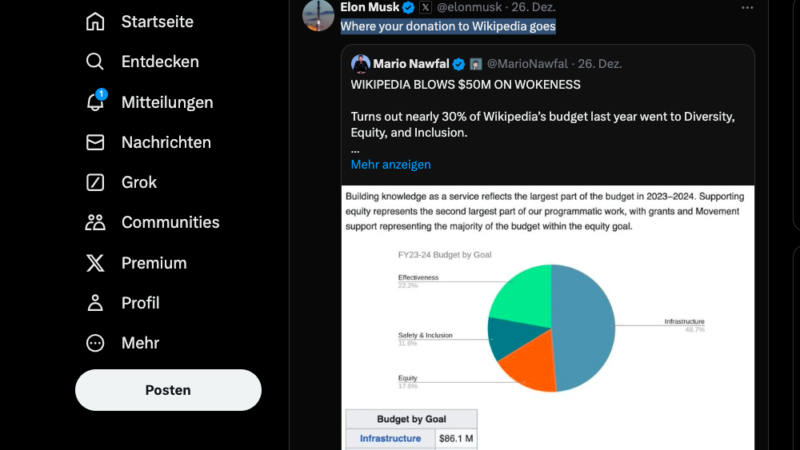Elon Musk: Wikipedia ist Wokepedia