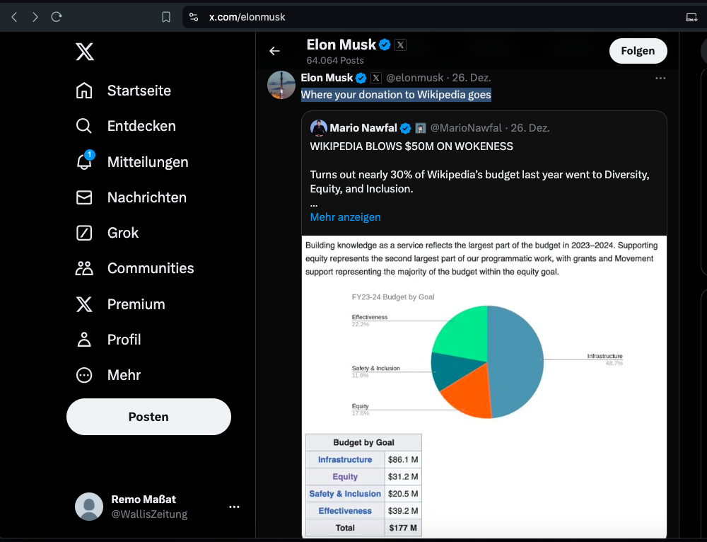 Elon Musk: Wikipedia ist Wokepedia