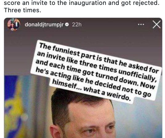 Sohn von Trump bezeichnet Selenski öffentlich als „Spinner“