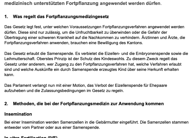 Fortpflanzungsmedizin: Bundesrat beschließt Eckwerte für die Zulassung der Eizellenspende