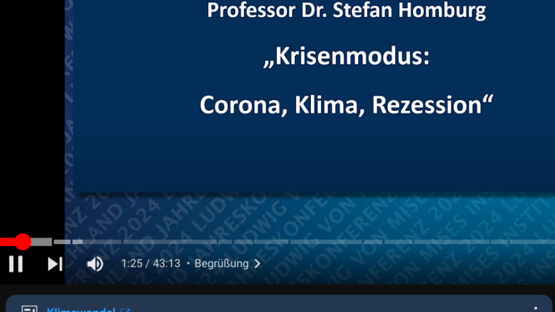 Professor Dr. Stefan Homburg: „Krisenmodus: Corona, Klima, Rezession“