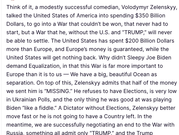 Donald Trump über Selenski