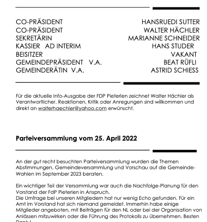 Geht die FDP den Weg der BDP? – FDP Pieterlen löst sich auf – FDP-Delegierte gegen Volksrechte und gegen KMU