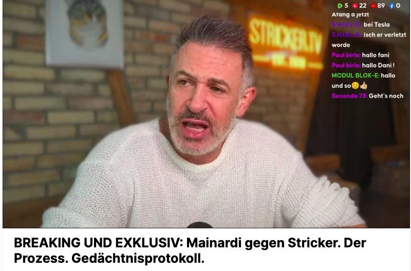 Loris Mainardi gegen Daniel Stricker: Streit wegen Äußerungen wie kleiner Penis, Pinocchio-Nase, Volksverräter vor Gericht