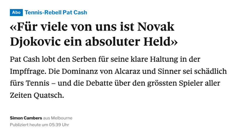 Bericht über Novak Djokovic: «Für viele von uns ist Novak Djokovic ein absoluter Held»