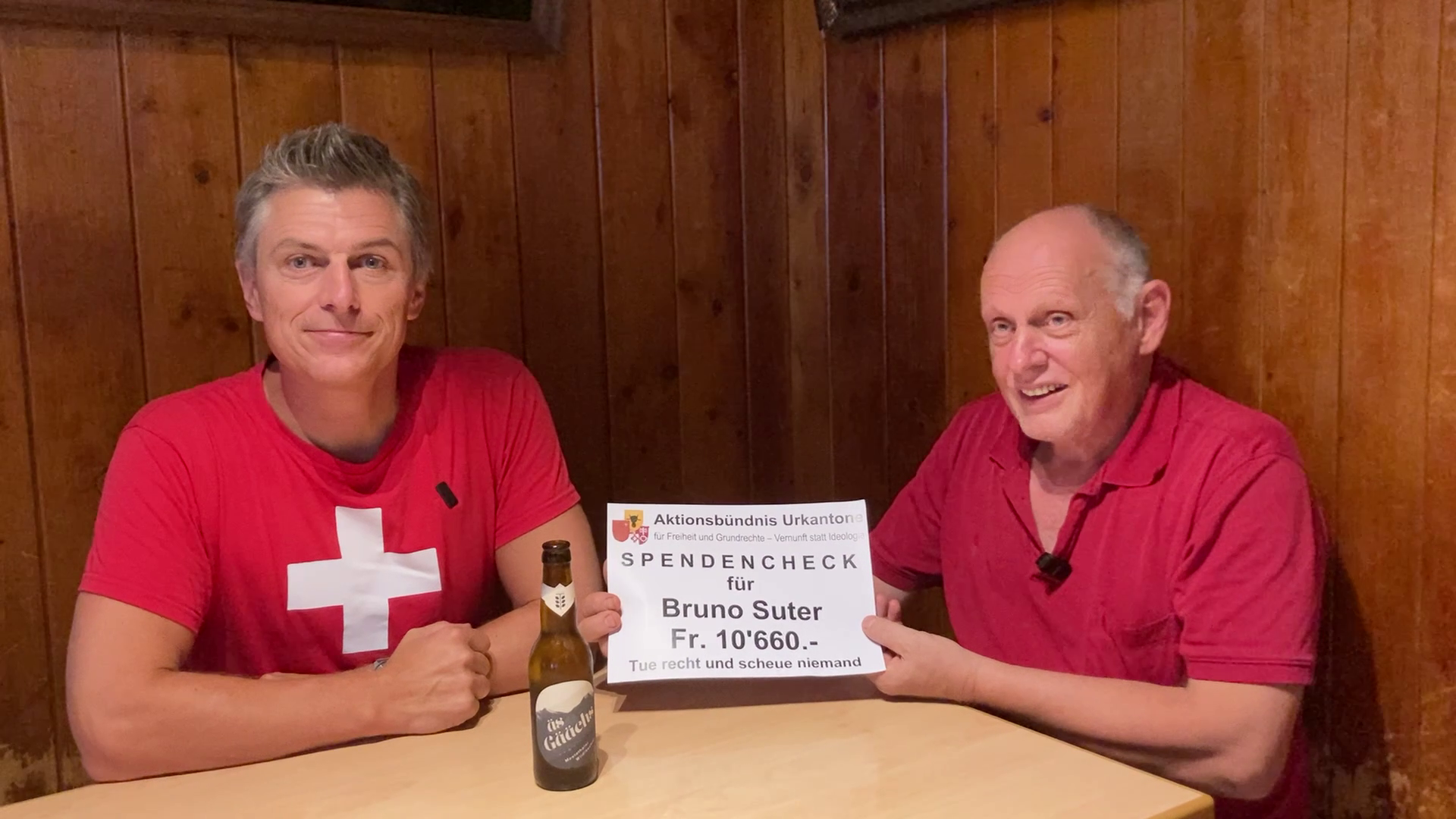 Aktionsbündnis Urkantone: 10’660 Fr. Spende an Bruno Suter überreicht