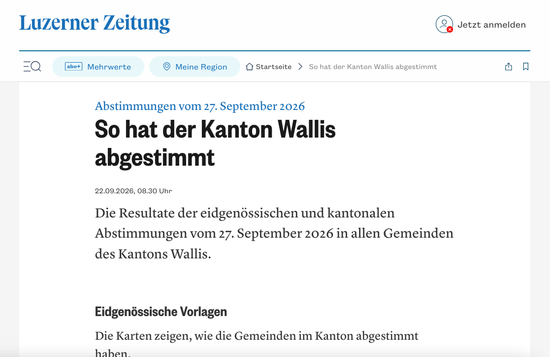 Luzerner Zeitung weiß bereits jetzt, wie die Walliser am 27. September abstimmen